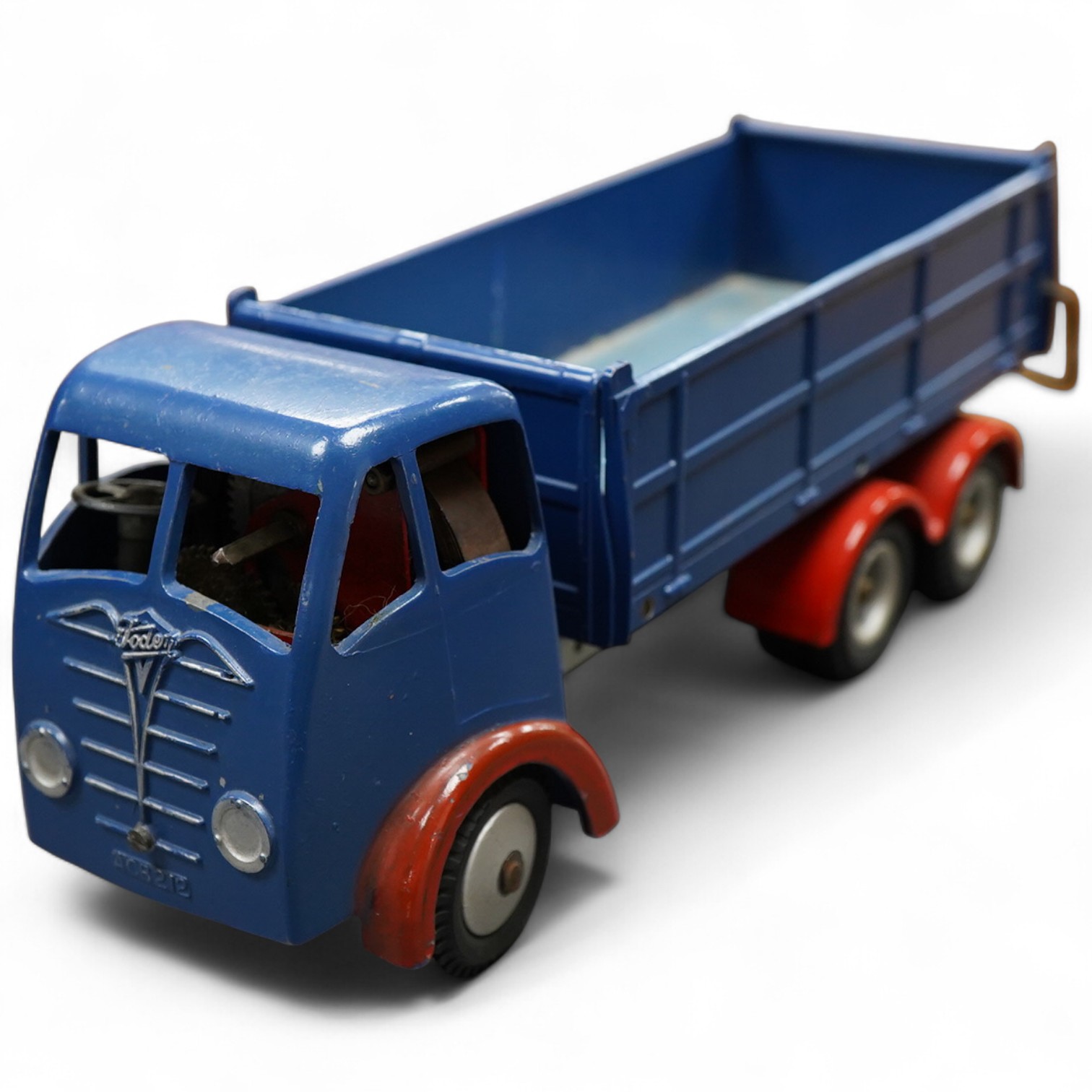 A Shackleton clockwork Foden FG 6-wheel tipper lorry, in blue with red mud guards